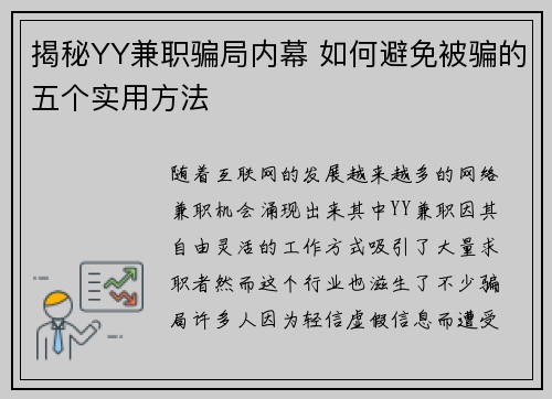 揭秘YY兼职骗局内幕 如何避免被骗的五个实用方法
